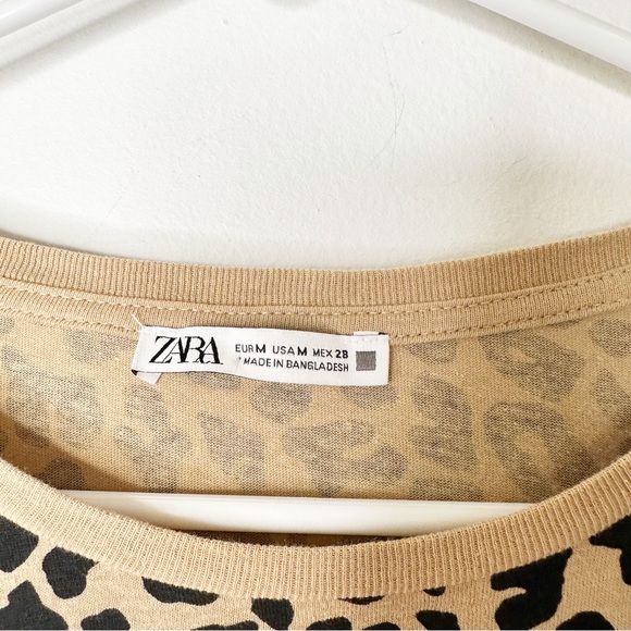 Zara Leopard Tee Medium High Low Hem - Picture 5 of 5